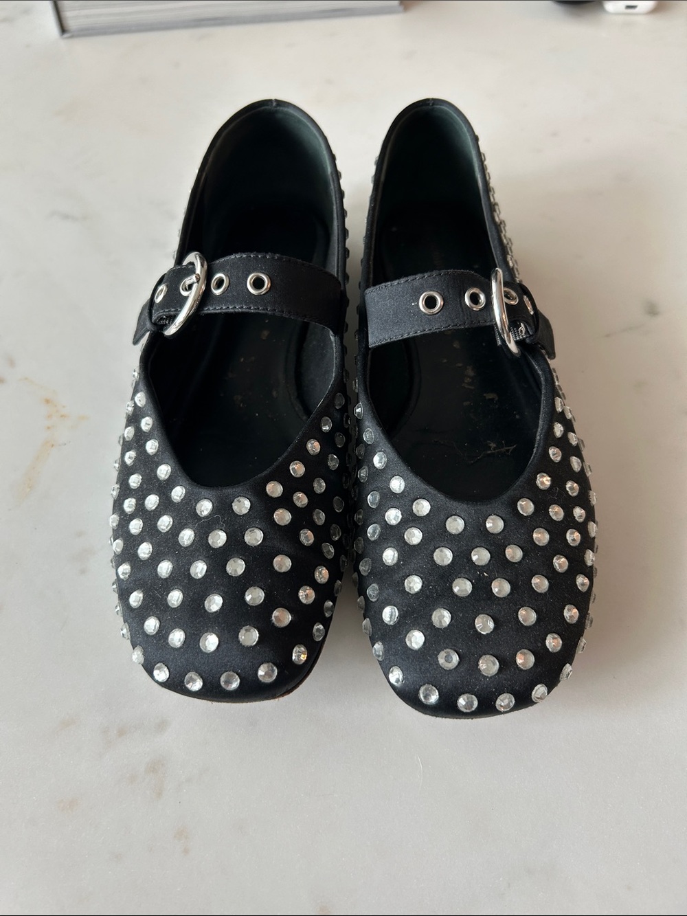 Reformation Bethany Black Studded Mary Jane Shoes size 8